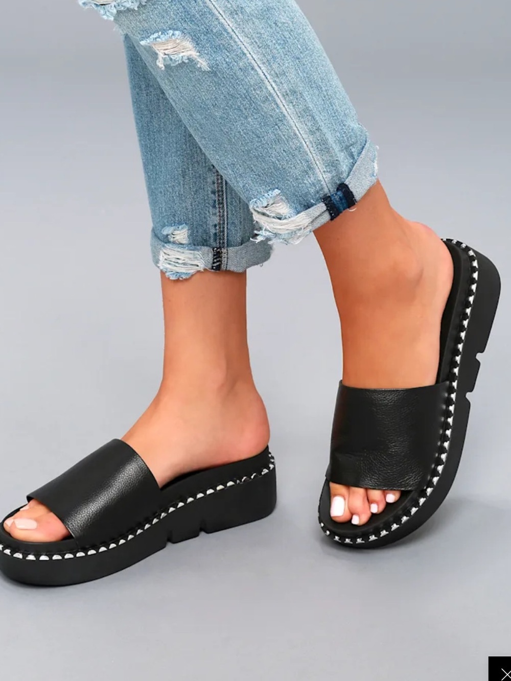 Chinese Laundry Black Studded Slide Sandals - Women